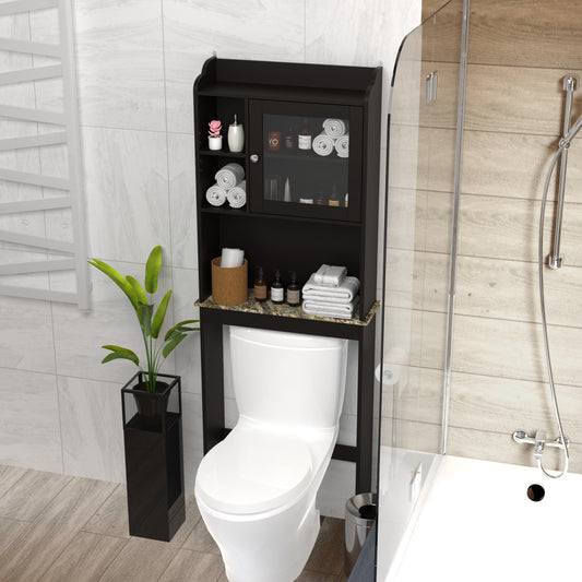 Toilet Space Saver Organization Wood Storage Cabinet For Home, Bathroom - Espresso