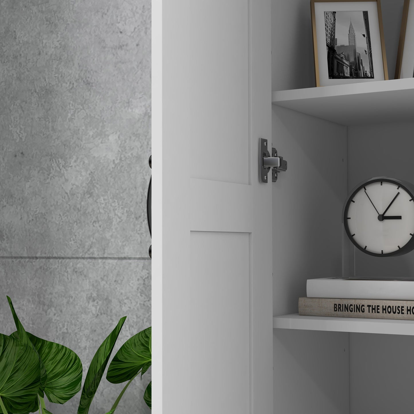 White Storage Cabinet with Adjustable Shelves and Tall Design, for Kitchen Storage