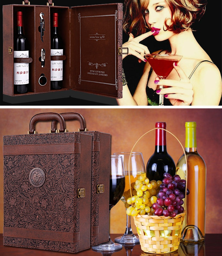 Creative Wine Box Leather Gift Box Handmade Home Kitchen Bar Accessories