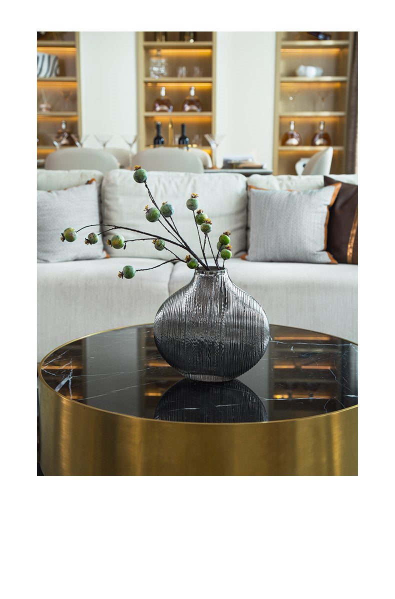Silver Striped Glass Vase Flower Arrangement Hydroponic Accessories