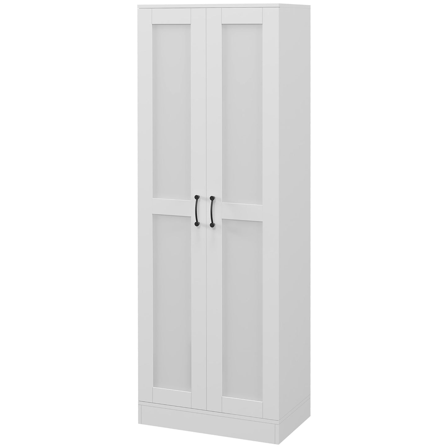 White Storage Cabinet with Adjustable Shelves and Tall Design, for Kitchen Storage