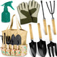 Hot Selling Stainless Steel Gardening Tools Suit featuring gloves, spray bottle, and various tools in a tote.