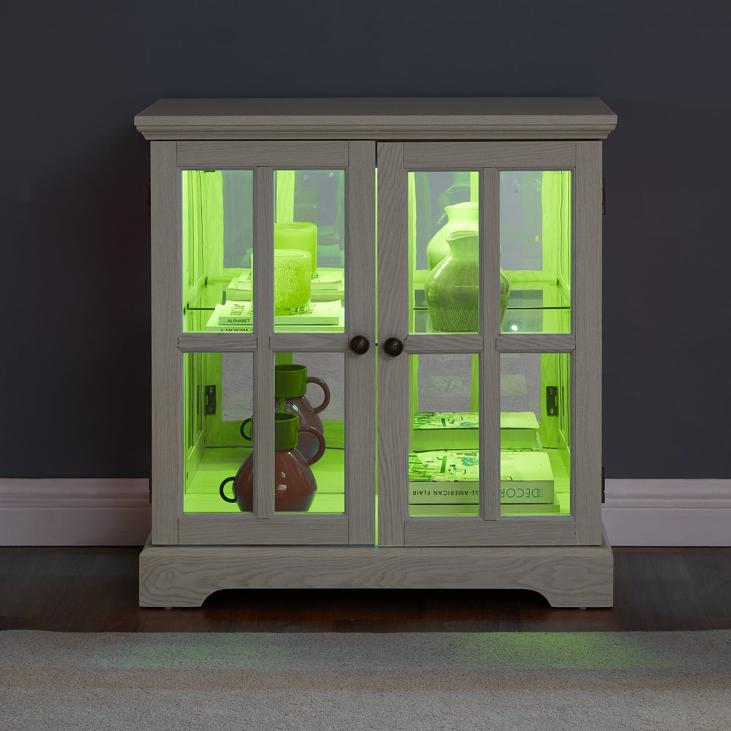 Lattice Doors Elegant Bookcase And Storage Cabinet For Home Decor And Organization