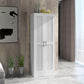 White Storage Cabinet with Adjustable Shelves and Tall Design, for Kitchen Storage