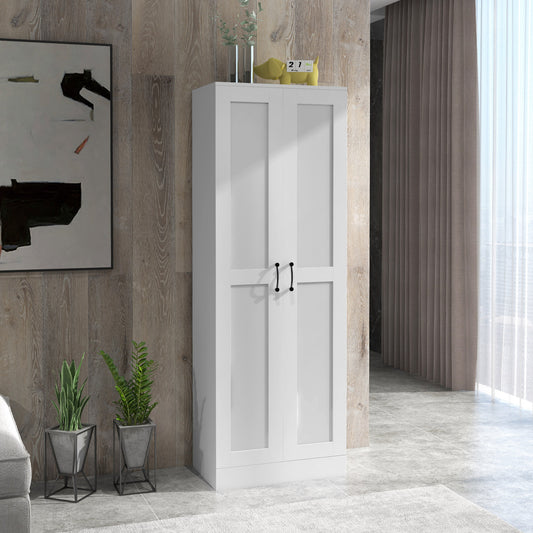 White Storage Cabinet with Adjustable Shelves and Tall Design, for Kitchen Storage
